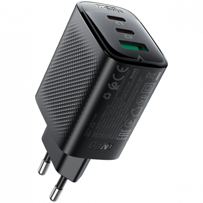 Сетевое зарядное устройство Type-C Acefast A108 (67W, PD, 3 порта, GaN) Черный