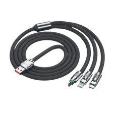 Кабель USB - 3 в 1 (Lightning + MicroUSB + Type-C) 6A, 1 м Черный Кабель USB - 3 в 1 (Lightning + MicroUSB + Type-C) 6A, 1 м Черный