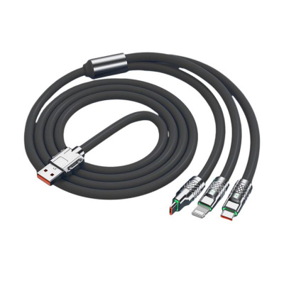 Кабель USB - 3 в 1 (Lightning + MicroUSB + Type-C) 6A, 1 м Черный Кабель USB - 3 в 1 (Lightning + MicroUSB + Type-C) 6A, 1 м Черный